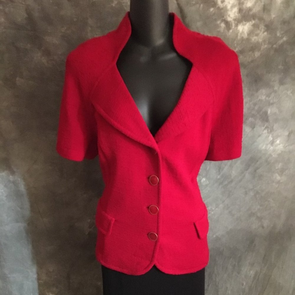 ST JOHN KNIT RED JACKET SIZE 14